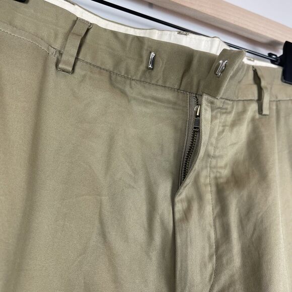 Brooks Brothers Mens Chino Pants 34x32 Tan Cotton Pleated Workwear Office Career - Picture 3 of 8